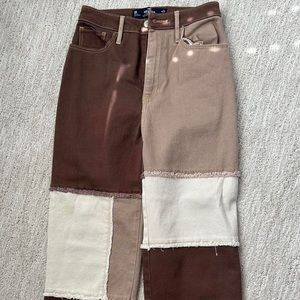 Hollister multi color Brown patched jeans